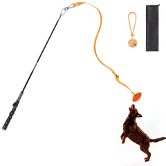 Nxwjoy Flirt Pole 30inch orange in action for interactive fetch and tug training.