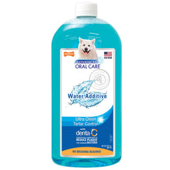 Nylabone Advanced Oral Care water additive bottle for fresher breath in dogs.