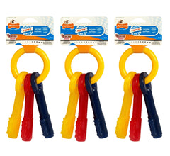 Nylabone Bacon Puppy Teething Keys X-Small 3-Pack aids gentle teething and dental cleaning for small puppies