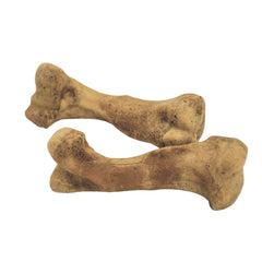 Nylabone Beef Broth Bones chews in use during long-lasting chewing sessions.