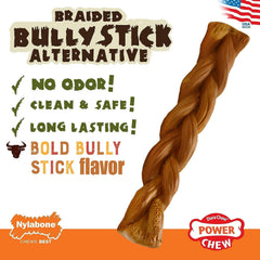 Nylabone braided texture close-up, showing durable nylon chew for long-lasting play.