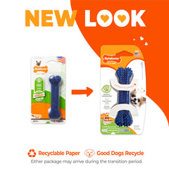 Nylabone Dental Bone chicken flavor in use promotes longer chewing sessions