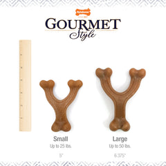 Nylabone Gourmet Style USA-made Vet-Recommended chew supports safe chewing.