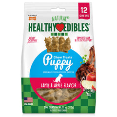 Nylabone Healthy Edibles puppy chew lamb-apple flavor close-up for long-lasting chewing