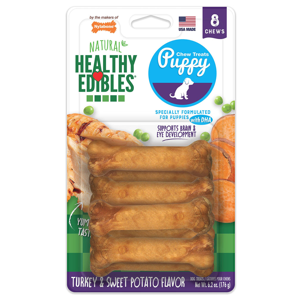 Nylabone Healthy Edibles puppy chew turkey and sweet potato flavor for training rewards