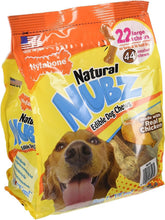nylabone natural nubz edible dog chews pack front view, 66-count bulk value for dogs