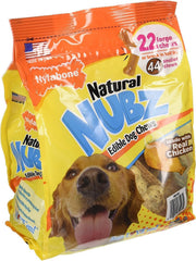 nylabone natural nubz edible dog chews pack front view, 66-count bulk value for dogs
