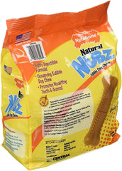 nylabone natural nubz edible dog chews pack inside view, three 22-count bags for easy servings