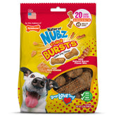 Nylabone Nubz bacon-cheese chew bone shown in package for long-lasting dog chews