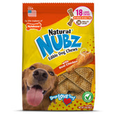 Nylabone Nubz chicken flavor packaging highlights USA-made, long-lasting chews for large dogs.