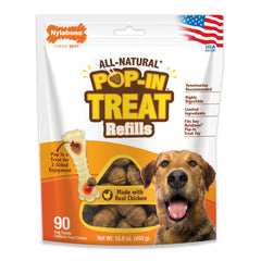 Nylabone Pop-In refill chicken 90ct offers long-lasting chew for training rewards.