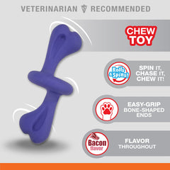Nylabone Power Chase N Chew Toy dog spinning play encourages chase instincts during fetch.