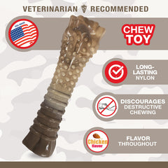 Nylabone Power Chew Camo dog toy textured ridges-nubs promote dental play and cleaning