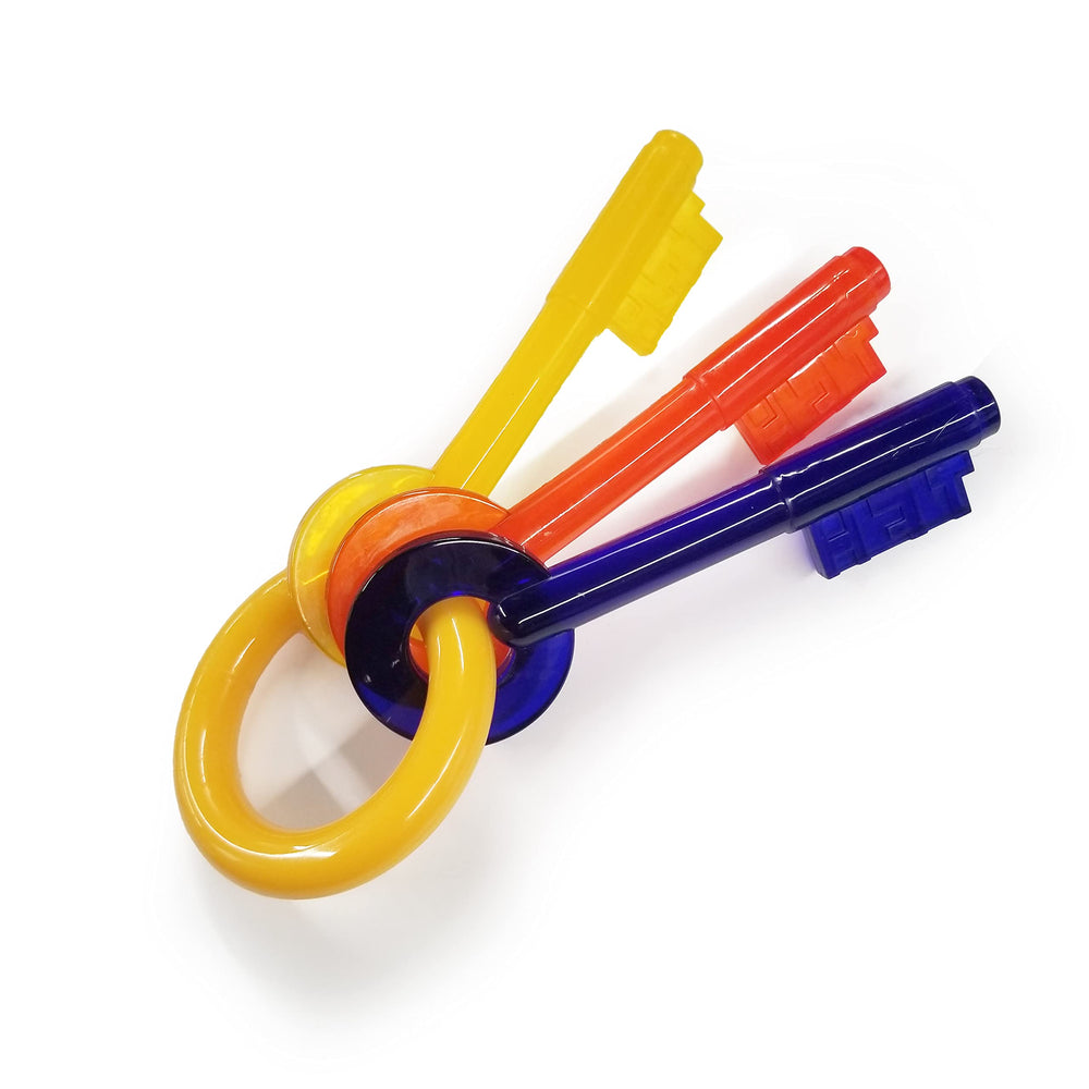 Nylabone Puppy Chew Key Ring Toy with colorful keys promotes engaging teething play
