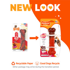 Nylabone Textured Bone Power Chew Toy closeup shows ridges for tooth-cleaning.