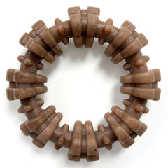 Nylabone textured ring chew toy with real beef and chicken for powerful chewers.