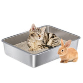 Nyutu stainless steel litter box open-top design reduces scatter and improves access