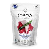 The New Zealand Natural Pet Food Co Meow freeze-dried beef-hoki bowl for high-protein meals.