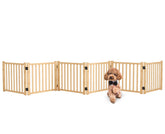 Oapety solid wood pet gate folding design provides adaptable doorway safety.