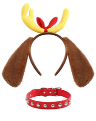 Obavioy deer antler dog ears headband plush ears for festive cosplay