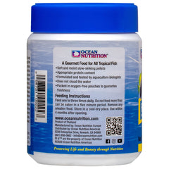 Ocean Nutrition guppy food high protein closeup supports growth and vitality.