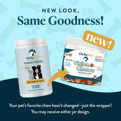 OcluVet Vision Chews in bowl showing tasty daily eye wellness bites
