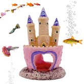 Odebyata small cartoon castle pink adds charming fairy decor to small tanks.