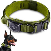 Odokele 2025 upgrade waterproof AirTag dog collar shows secure holder for swimming and rain protection.