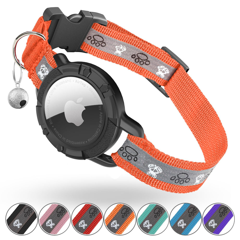 Odokele reflective AirTag cat collar side view showcasing safety features
