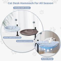 Odoland cat desk bed height adjustment keeps your feline within reach.