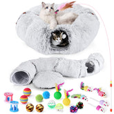 Odoland cat tunnel bed 2in1 donut tunnel: cozy play space and hide-and-seek fun