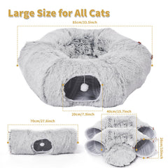 Odoland cat tunnels bed shows five-way assembly for varied, engaging play.