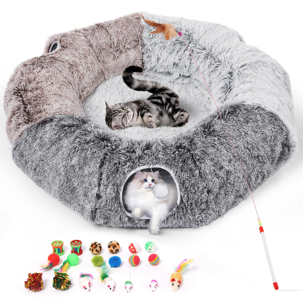 Odoland large cat tunnels donut-tunnel-assembly shows a long cozy play space for cats