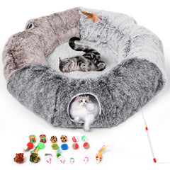 Odoland large cat tunnels donut-tunnel-assembly shows a long cozy play space for cats