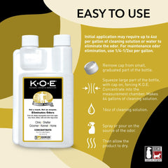 Odorcide K.O.E. Apricot pump spray demonstrates easy even application for strong odors.