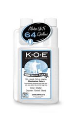 Odorcide K.O.E kennel odor eliminator bottle shown for powerful room deodorization.
