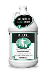 Odorcide K.O.E. kennel odor eliminator concentrate bottle removes odors at the source in large spaces.