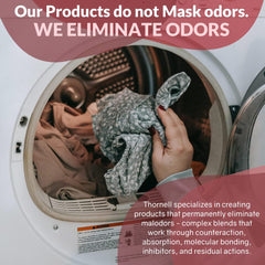 Odorcide on towels illustrates strong odor removal for towels and linens.