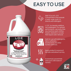 Odorcide Laundry Odor Eliminator pour action targets odors during laundry cycles for fresh garments.