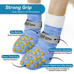ODRIEW dog socks with adjustable reflective strap for night safety.