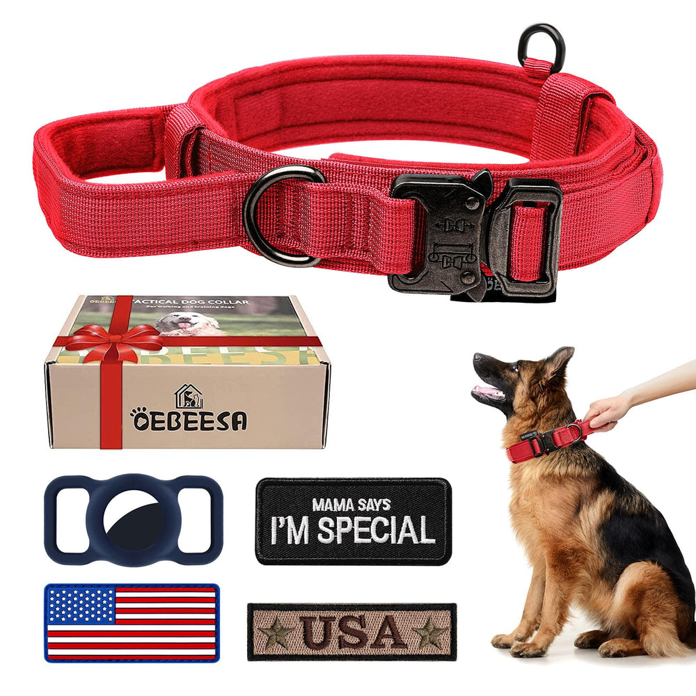 OEBEESA tactical dog collar with Airtag case for safe tracking and adventures