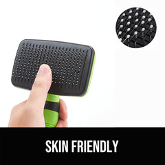 OEFEO slicker brush ergonomic handle emphasizes comfortable, non-slip grip.