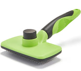 OEFEO self-cleaning slicker brush header view highlights compact grooming tool.