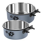 OFFKITSLY kennel water bowl mounted on crate for spill-free hydration.
