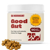 OH NORMAN! probiotic chews bottle front promotes canine gut health