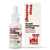 OH NORMAN! Stop Itching bottle-front shows label and hints at itch relief for dogs