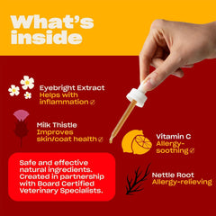 OH NORMAN! Stop Itching bottle-label closeup highlights natural ingredients for gentle itch support