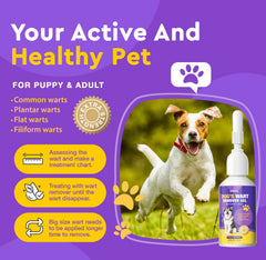 Close-up of OHEAL tube applying to dog's wart for gentle action