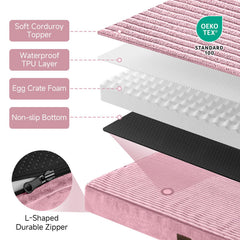 OhGeni orthopedic bed removable cover image highlights easy machine washing and quick cleanup.