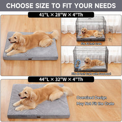 OhGeni orthopedic dog bed 44in gray side profile enabling easy crate fit.